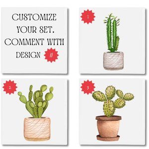 HANDMADE CUSTOM CACTI COASTER - COASTER SETS - WATERCOLOR ART